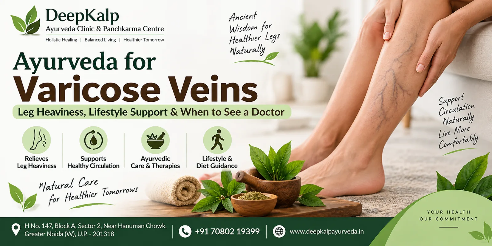 Ayurveda for Varicose Veins: Leg Heaviness, Lifestyle Support & When to See a Doctor