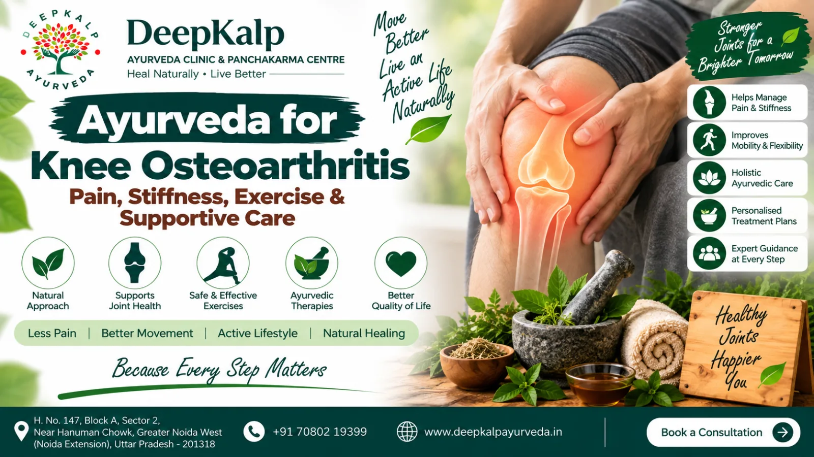 Ayurveda for Knee Osteoarthritis: Pain, Stiffness, Exercise & Supportive Care